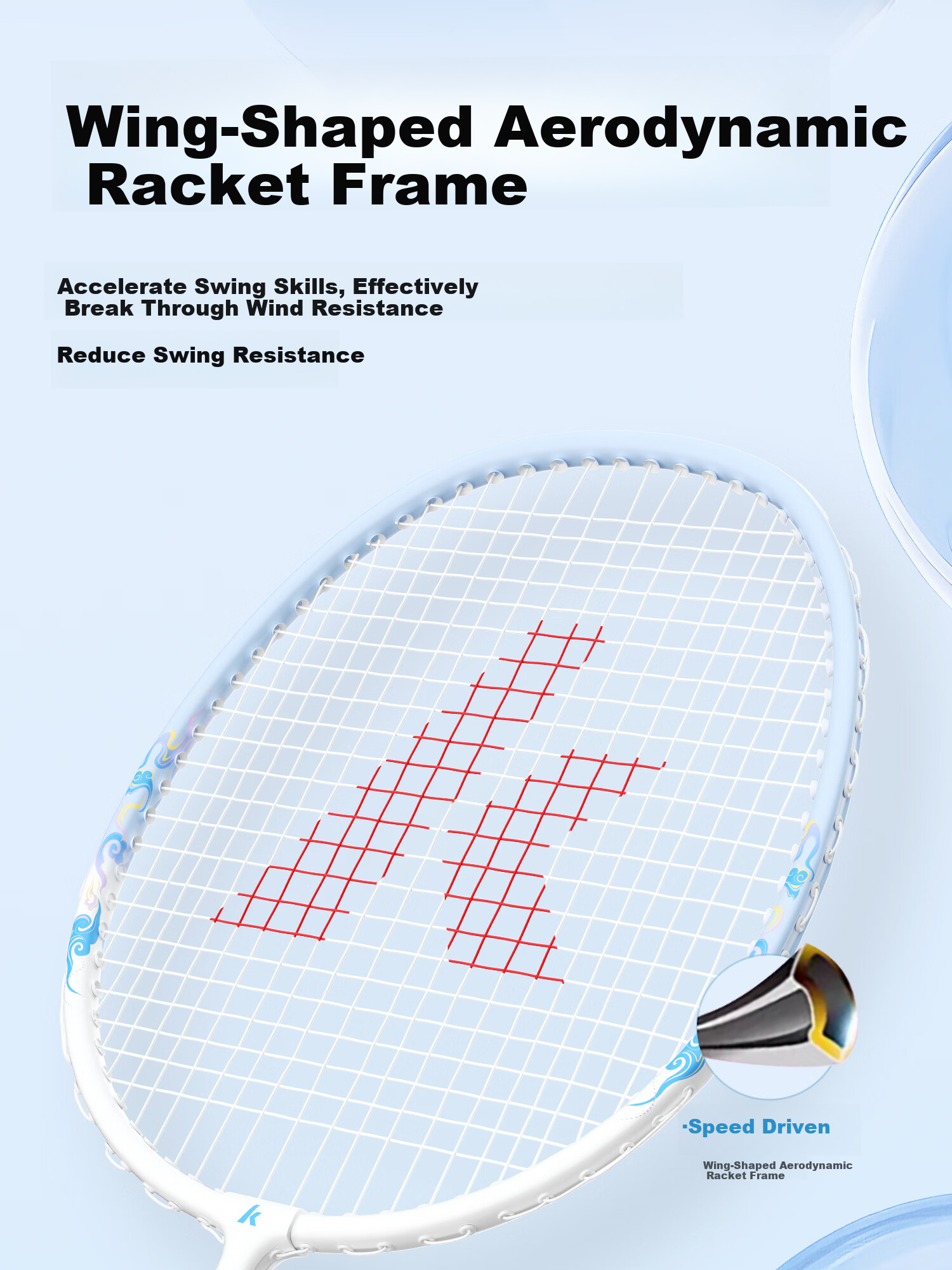 Kawasaki Badminton Racket Set Training Match Ultra-Light Durable Adult Student Set Shiyu Double Rackets Blue/Black 7