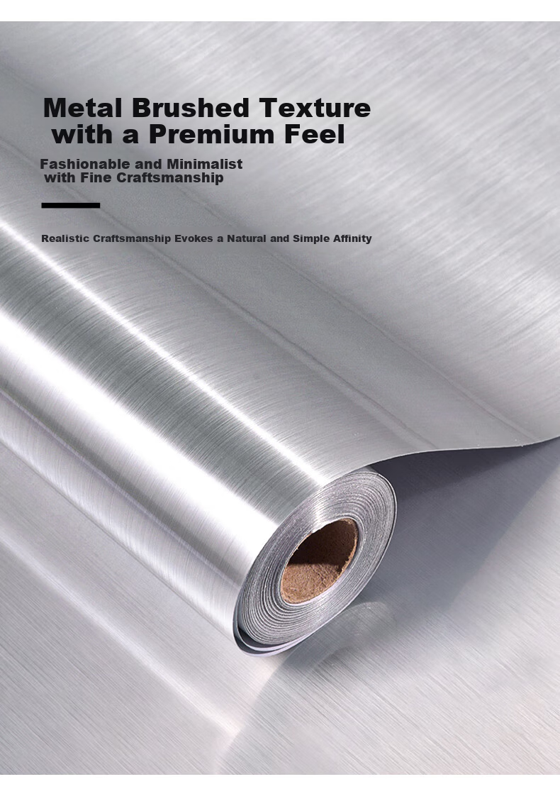 Cuttlefish Refrigerator Elevator Renovation Sticker Self-Adhesive Furniture Color Change Film Stove Protective Film Metal Brushed Silver 40*300cm 7
