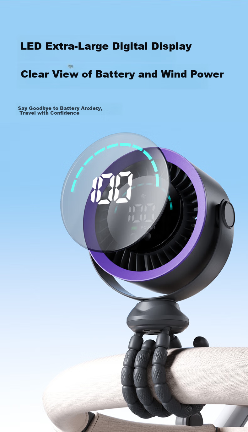 AUX Baby Stroller Mini Octopus Folding Desktop Portable Handheld USB Fan Baby Special Outdoor Cooling Essential Long Battery Life 28