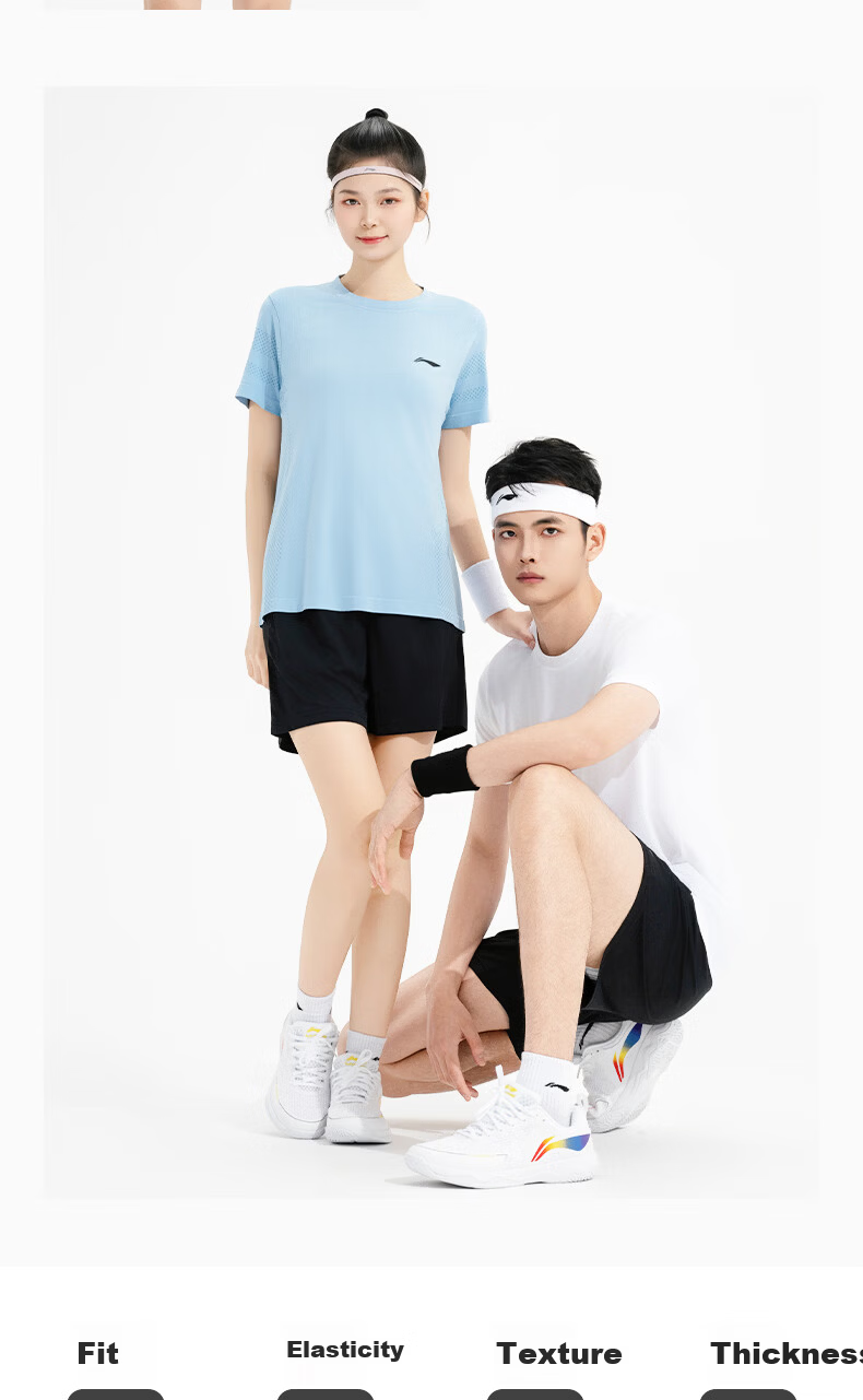 LI-NING Badminton Short Sleeve Set for Men and Women Two-Piece Competition Training Sportswear Team Uniform Sky Blue 3XL 9