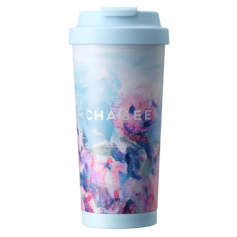 CHAGEE One-Press Open Insulated Bottle 316L Stainless Steel Coffee Tea Pot Ice Water Cup Graduation Gift Rose Cluster Blue