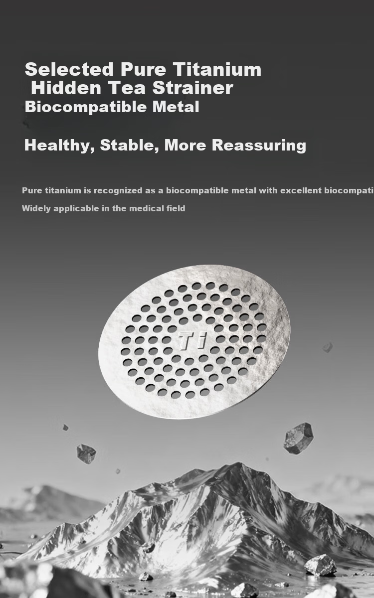 JD Jingzao 316L Stainless Steel Insulated Water Bottle with Flip Lid Quick Open Thermal Cup Pure Titanium Tea Infuser 500ml White 3