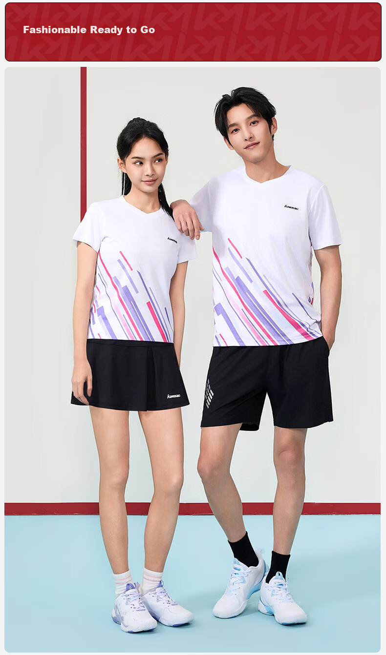 KAWASAKI Women's Badminton Set Short Sleeve + Skirt Sweat-Absorbing Quick-Dry Training Competition Sportswear D2826 Purple L 9