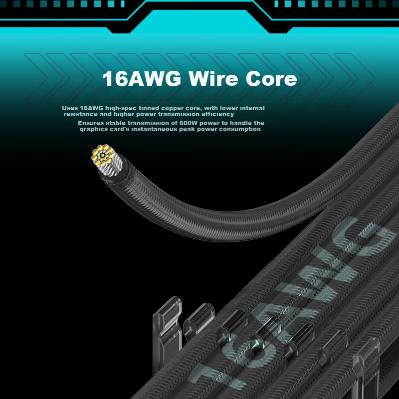 ANQULIFE 90-Degree 12+4P Male-to-Male GPU Power Extension Cable 70CM AQ-G314 for Desktop Computer Graphics Card Power Supply Module Adapter Cable