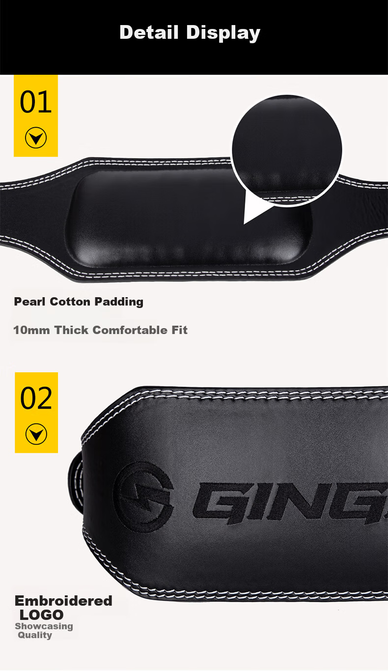 GINGPAI SPORT Leather Fitness Belt Squat Deadlift Protective Waistband Men's Professional Training Weightlifting Powerlifting Gray Purple Narrow L 10