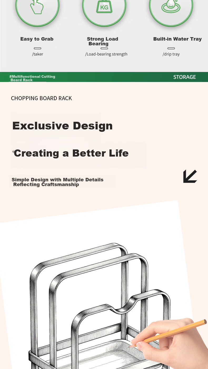 Century Zhenghe Kitchen Multifunctional Storage Rack Pot Lid Holder No-Drill Countertop Cutting Board Draining Organizer Rack 2