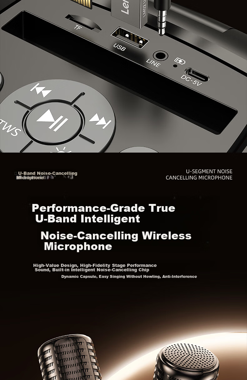 SANSUI Portable Microphone KTV Speaker All-in-One Wireless Bluetooth Outdoor Karaoke Amplifier Home KTV V63 Single Microphone Version 9
