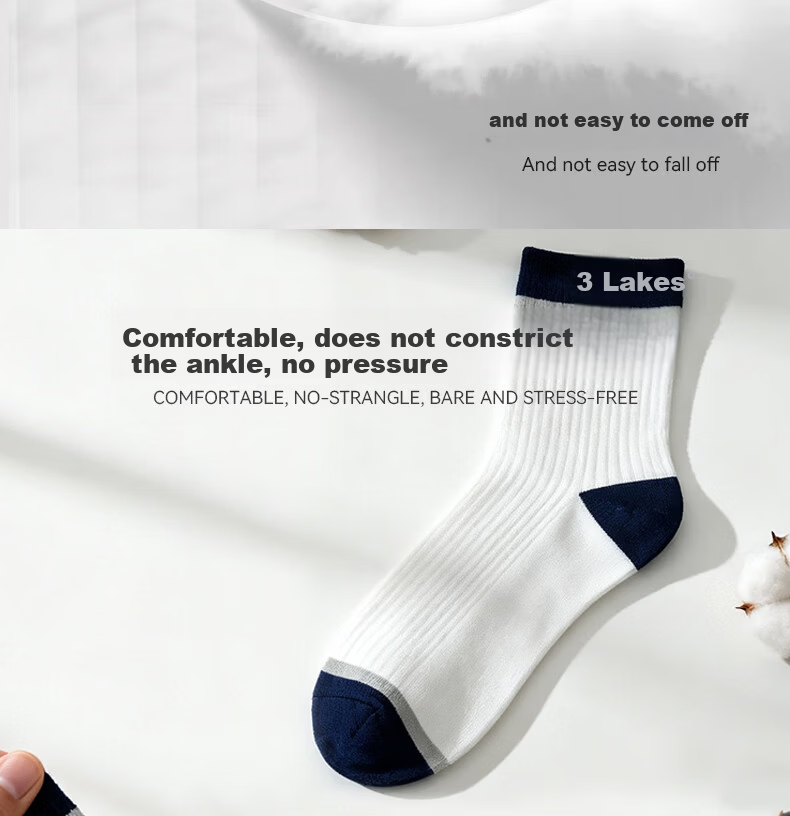 361° Business Cotton Socks Spring Summer New Men's Antibacterial Deodorant Mid-Calf Socks Black/4 Pairs One Size 10