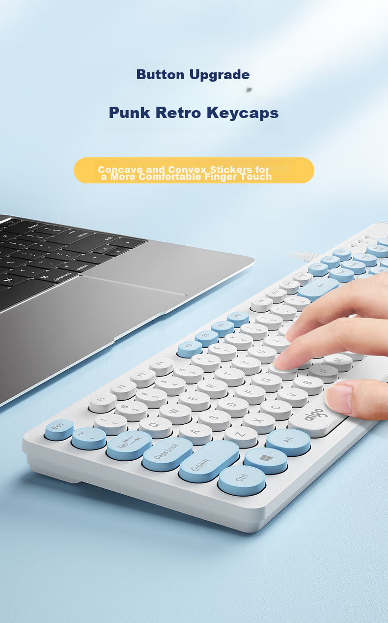 Aigo WQ1606 White, Keyboard And Mouse Combo Set, Wired Keyboard And Mouse Set, Plug And Play USB, Business Office, Compatible with Laptops And Desktops 4
