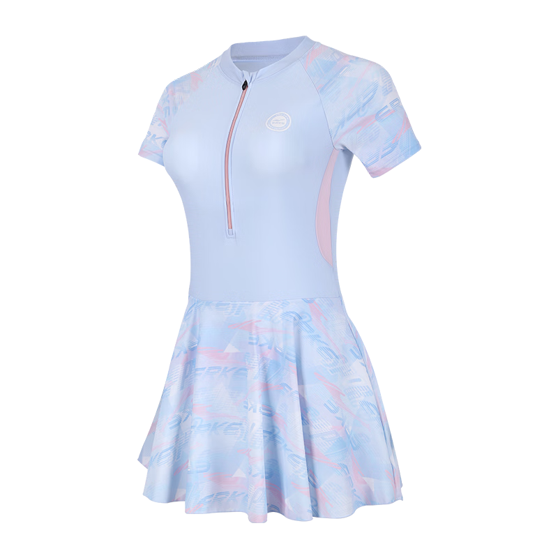 ERKE Kids Girls One-Piece Skirted Breathable Comfortable Swimsuit for Swimming and Hot Springs