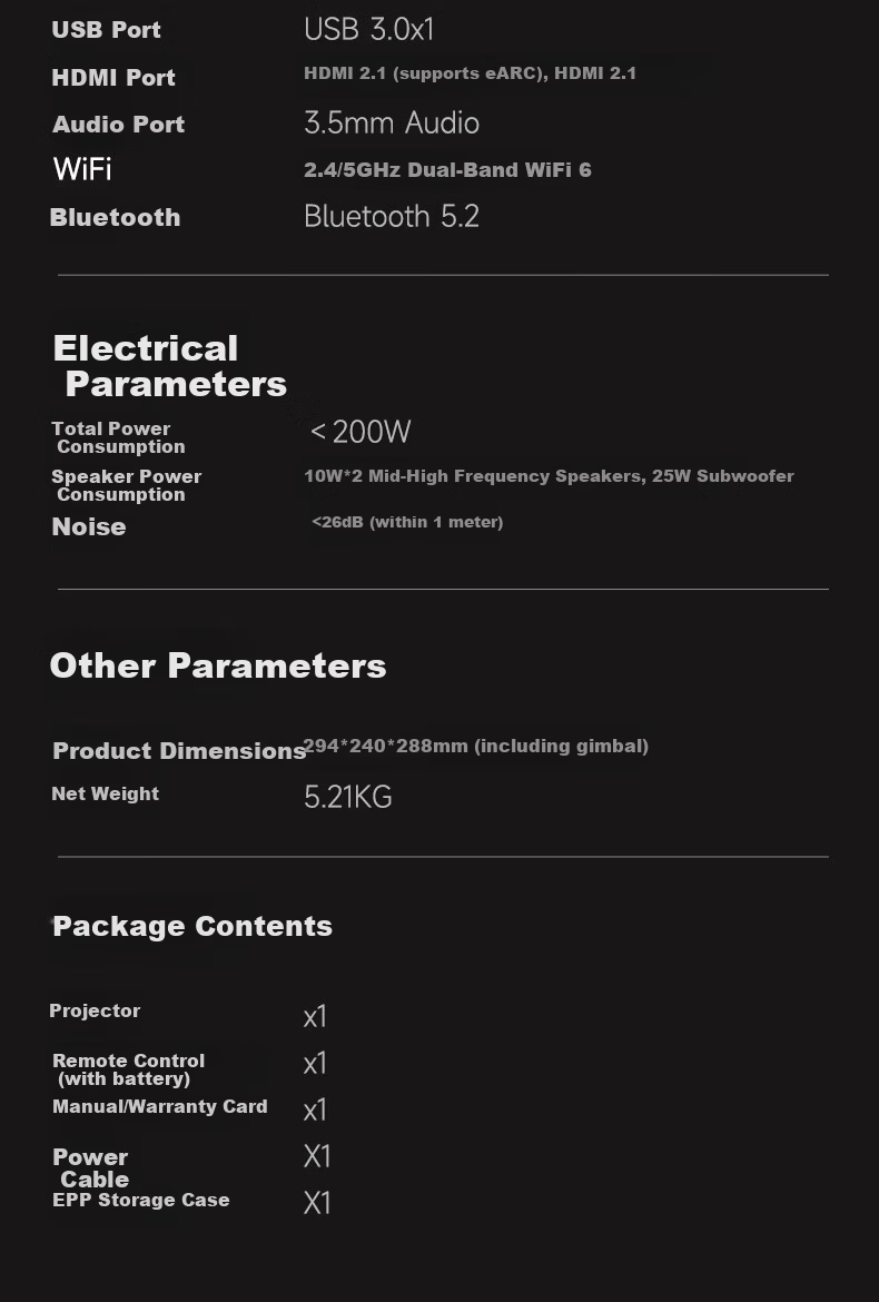 Big Eye Orange R3 Ultra High Brightness Edition [1500CVIA] High Brightness Gimbal Projector Home Ultra HD Living Room Cinema Projector AI Home Entertainment First Class 17