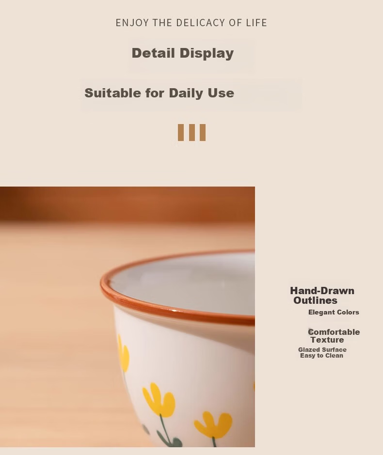 CERAMICS, Shanjuhua 9.5-Inch Double-Handled Soup Bowl, Home Use, High Aesthetic Value, Fresh Ceramic Large Bowl, Heat-Resistant Noodle Bowl with Spoo 17