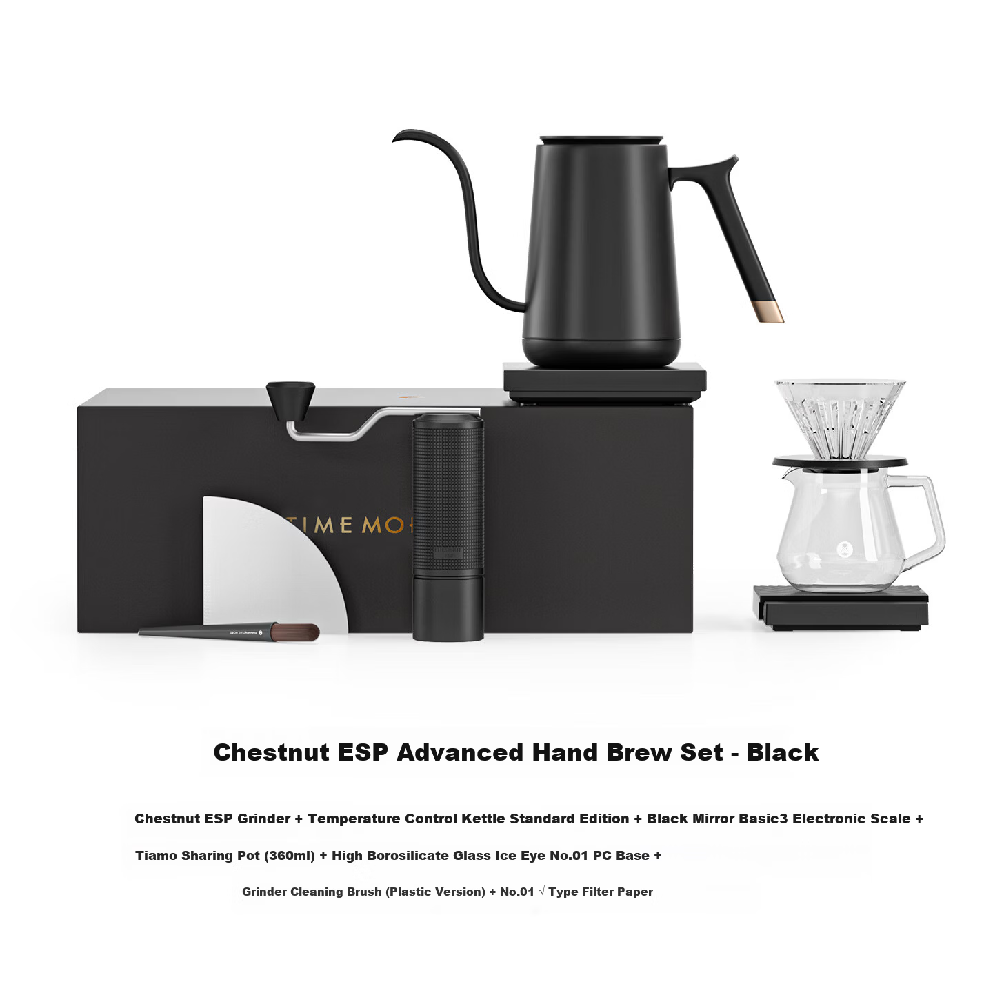 Tiamo Pour-Over Coffee Set Gift Box Temperature Control Kettle Coffee Scale Grinder Coffee Accessories Luxury Birthday Gift