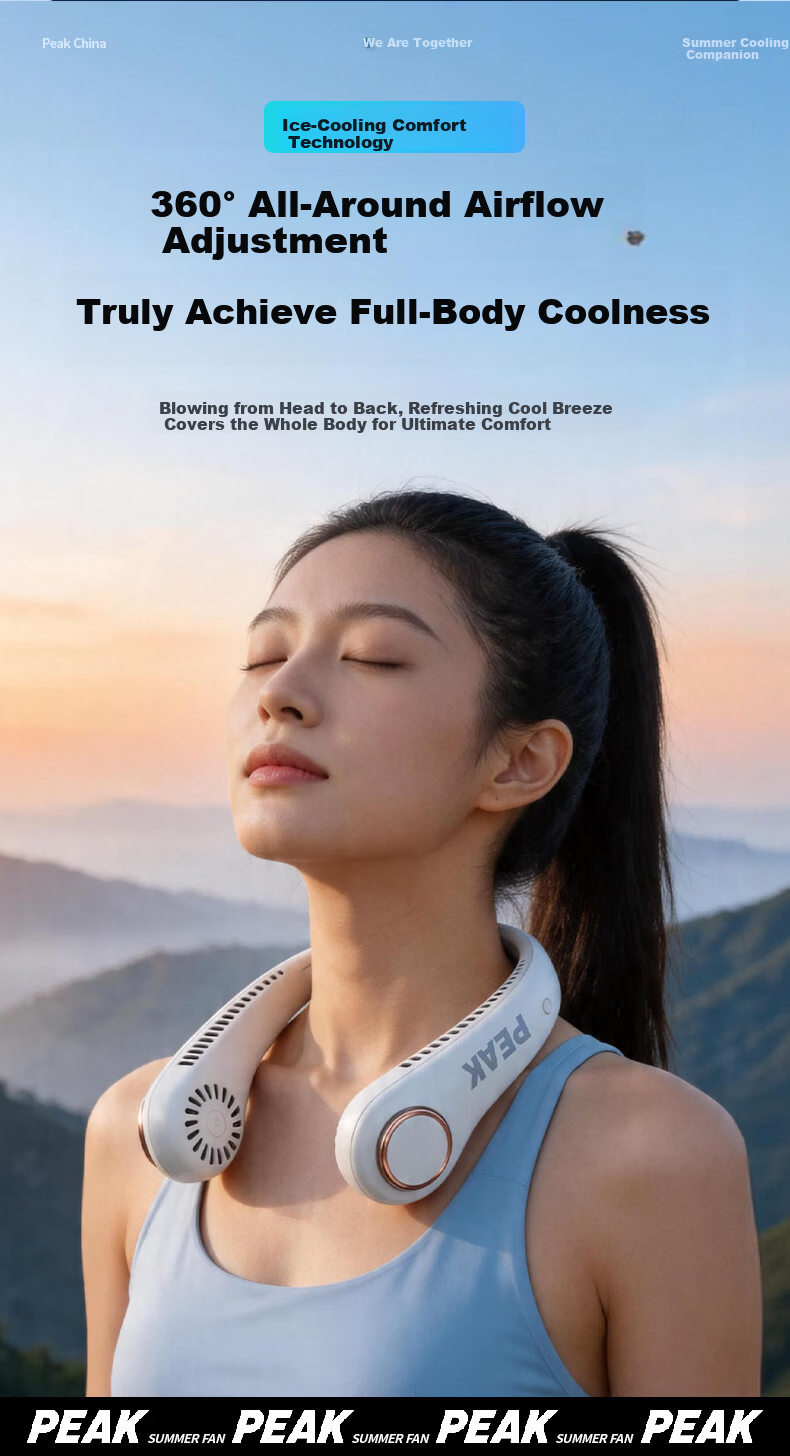 PEAK [Million-Selling | Semiconductor Cooling] Neck-Hanging Fan Cooling, 2026 New Model with Ultra-Long Battery Life, Waist-Hanging Small Outdoor Portable Quiet Fan, Neck-Hanging Style 7