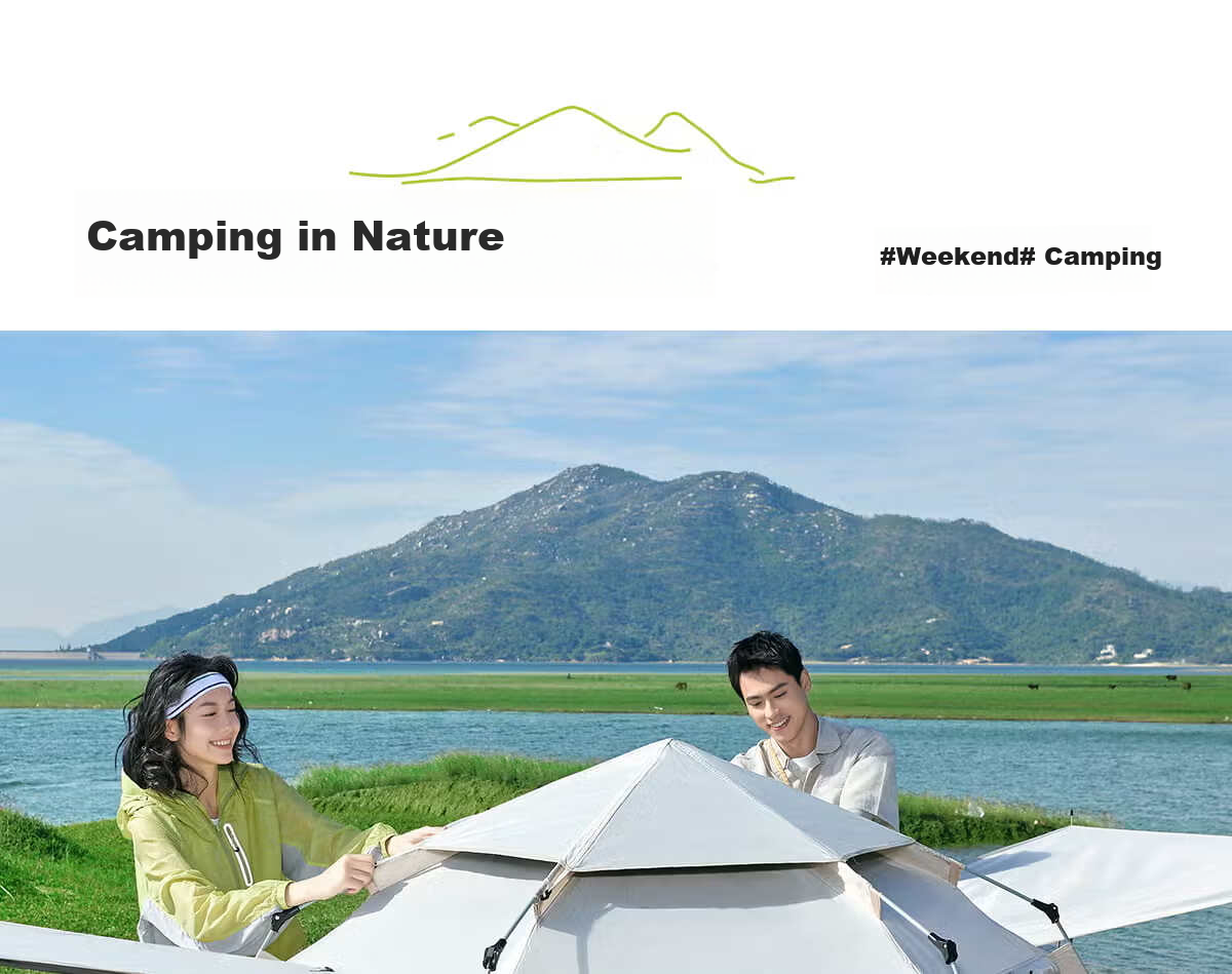 CAMEL Outdoor Hexagonal Automatic Canopy Tent Portable Park Camping Overnight Tent B151 Pearl White 33