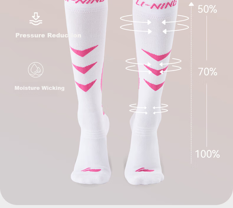 Li-Ning Sports Compression Socks, Calf Socks, Professional Yoga Running Jump Rope Long Fitness Non-Slip Breathable 6