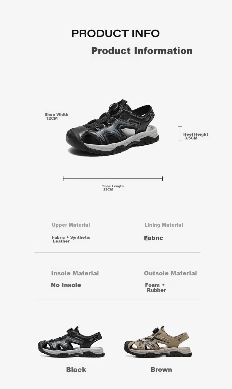 Belle Hollow Breathable Casual Sandals for Men, Summer New Rotary Buckle Outdoor Beach Shoes A2396BL6, Obsidian Black, Size 43 11