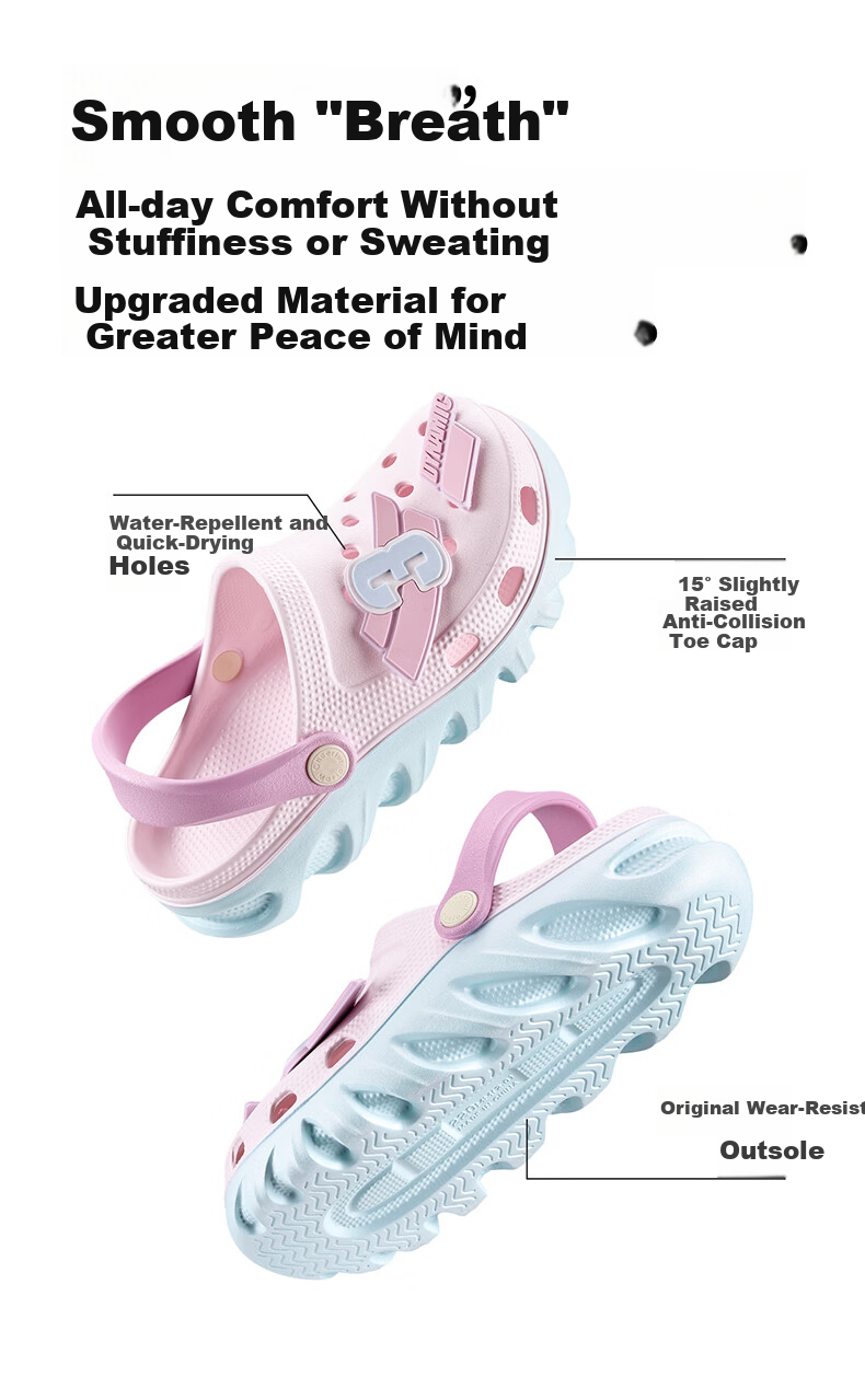 Cheerful Mario Kids Hole Shoes Girls Summer 2026 New EVA Beach Slippers Big Kids Parent-Child Outdoor Sandals 2