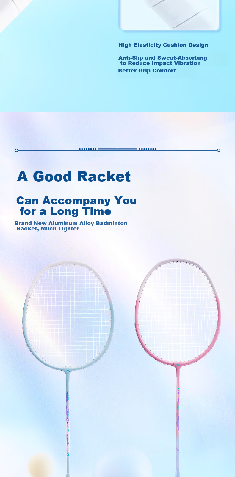 ANTA Badminton Racket Set Professional Lightweight Durable Adult Student Anti-Wear Pink Purple Pair 8