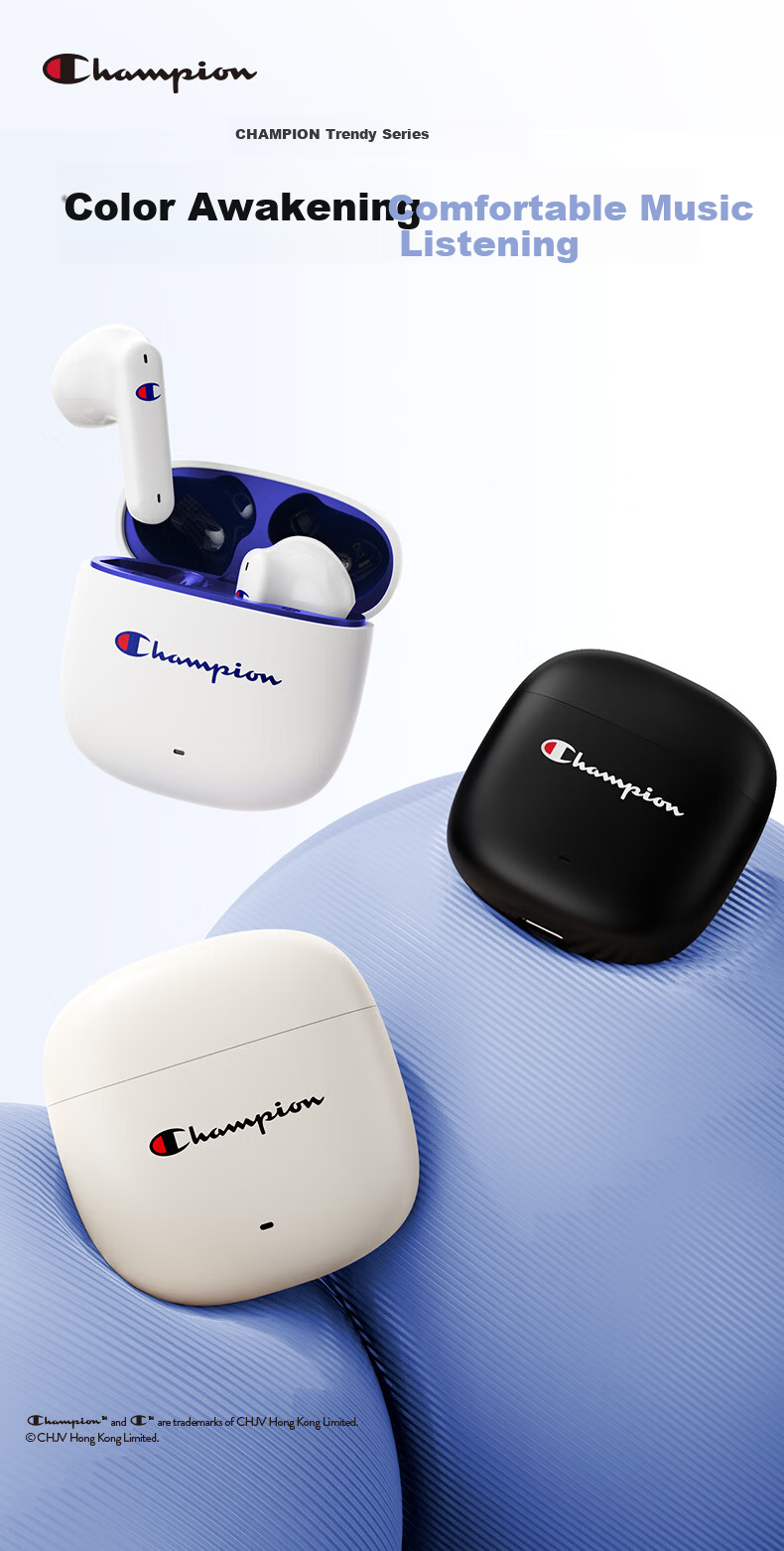 Champion True Wireless Bluetooth Earbuds Semi-In-Ear Music Sports Gaming Earphones Bluetooth 6.0 Compatible with Apple Xiaomi Phones Trendy Series CH30 Beige 3
