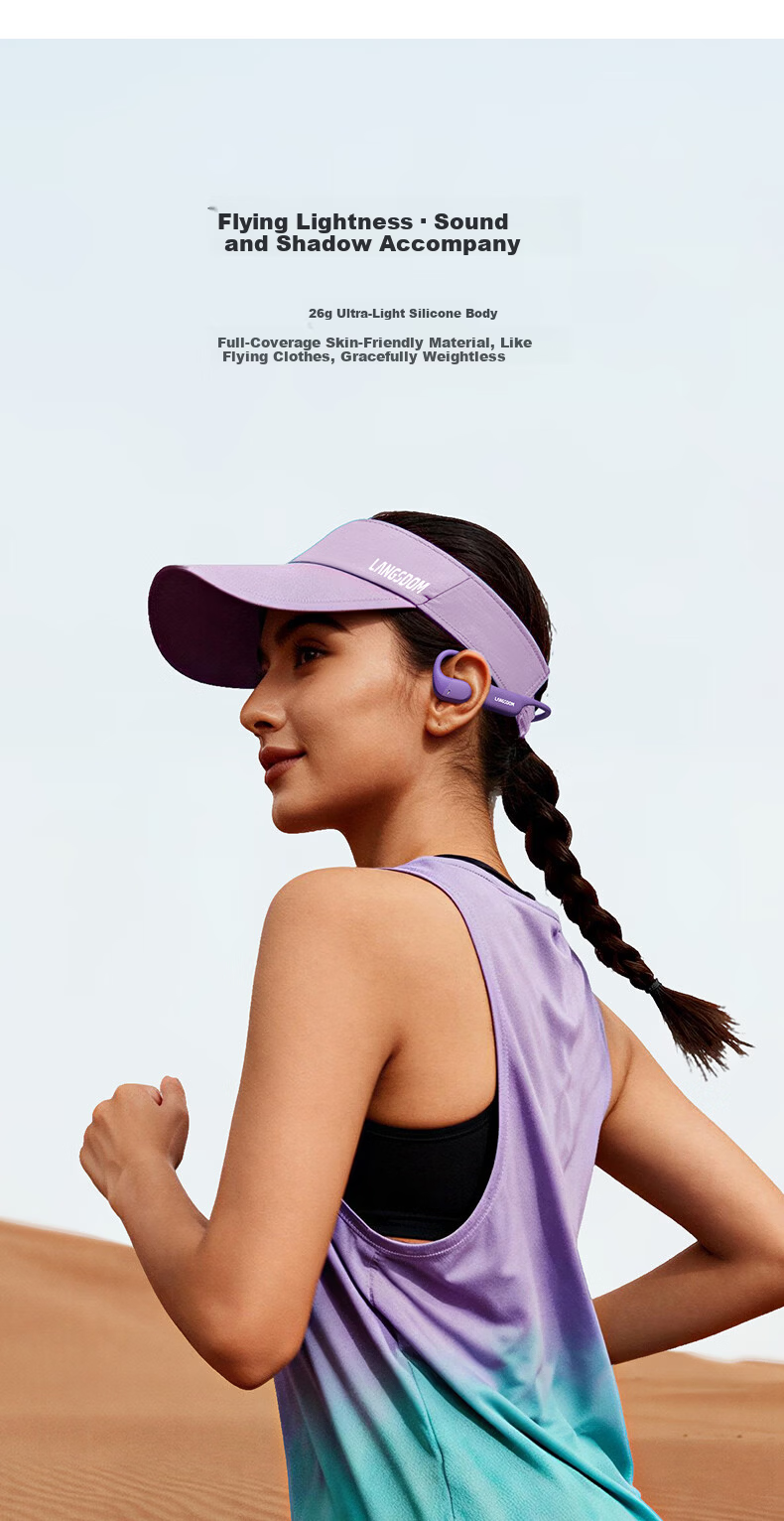 Langston AirWave Pro Open Bluetooth Wireless Bone Conduction Sports Earphones Running Cycling Non-In-Ear Compatible with Apple Dunhuang Purple 4
