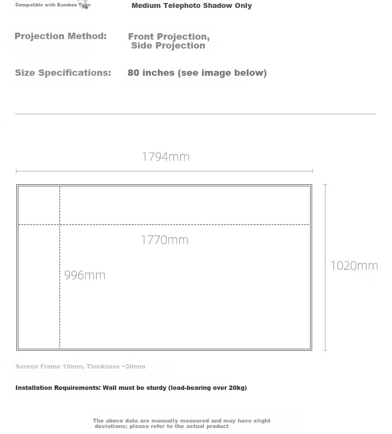JINGMI Heavy-Duty New 80-Inch Ultra-Thin High-Brightness Frame Screen K1S TPU Material HD White Quick-Install No-Drill Narrow-Edge Wall-Mounted Projection Screen 12