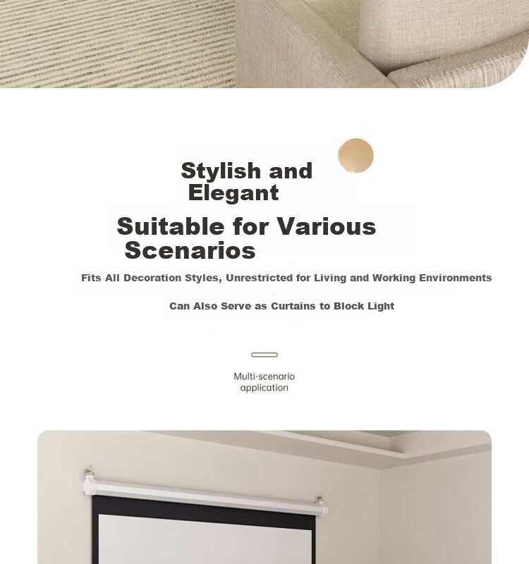 Ganyi HD Manual Self-Locking Projection Screen White Fiberglass C100 100-inch 16:9 for Home Office Education Hidden Ceiling Wall Mount Compatible with XGIMI, JmGO, Dangbei, Epson 13