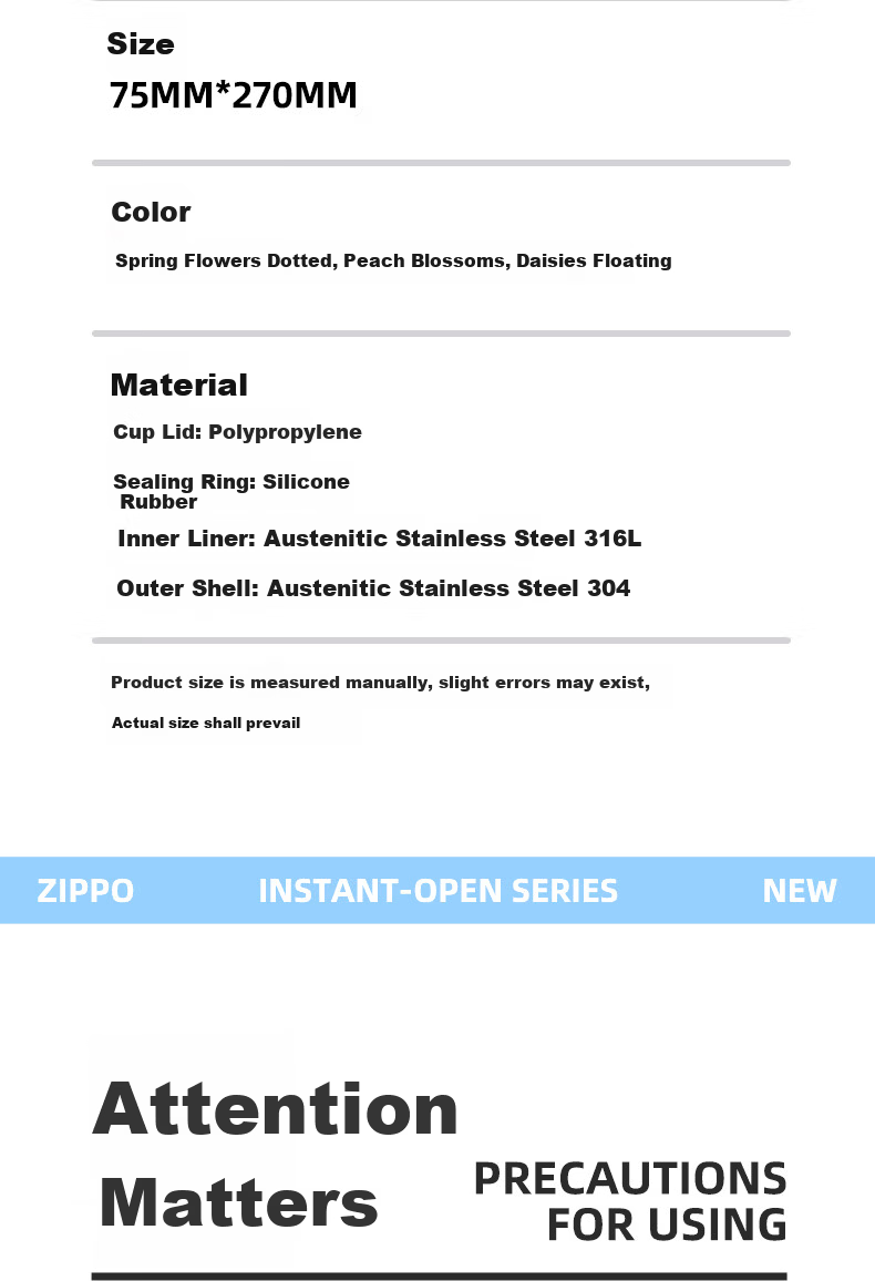 ZIPPO Stainless Steel Insulated Sports Outdoor Cycling Portable High-Value Water Bottle Large Capacity Summer Drinking Cup for Women 12