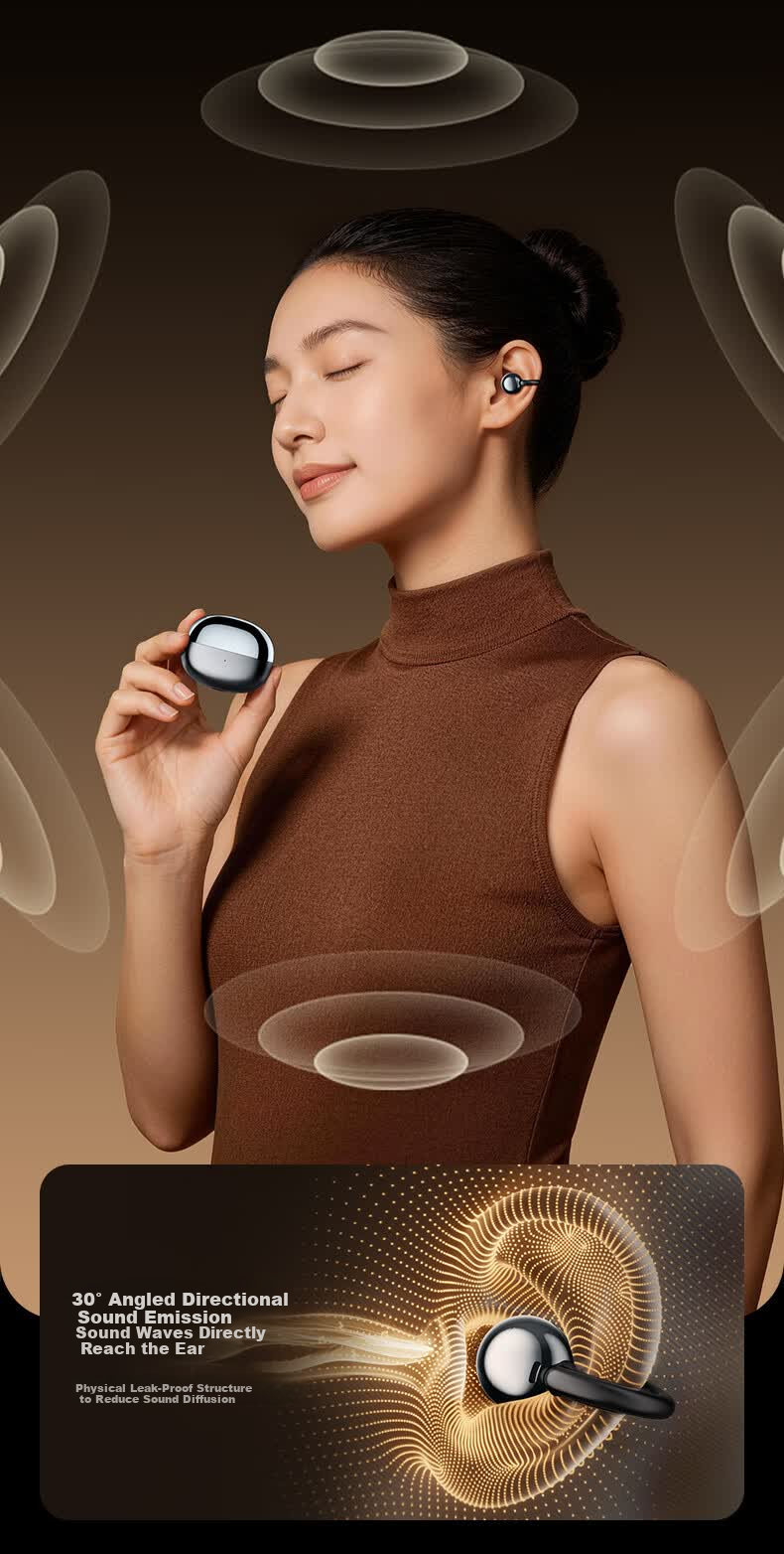 Zhiguozhe [2026 Latest Model | Berlin Sound] Bluetooth Clip-On Earphones Long Battery Life Wireless Sports Non-Bone Conduction Ear-Friendly Pain-Free Long-Lasting Wear 30