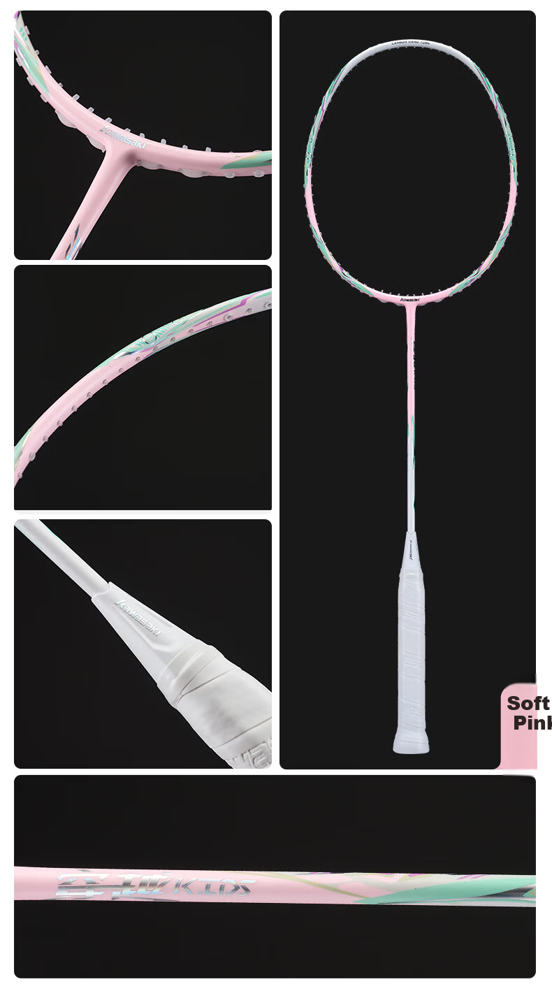 KAWASAKI Badminton Racket Feitian 66 Full Carbon Single Racket 4U Balanced for Attack And Defense Competition Training Racket Canglan Qing (Strung) 17