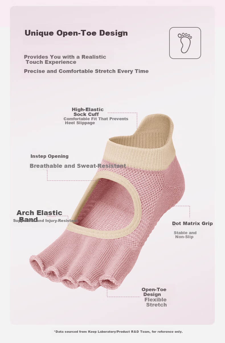 Keep Colorful Non-Slip Low-Cut Open-Toe Yoga Socks Indoor Floor Sports Dance Pilates Polar Night Black 2