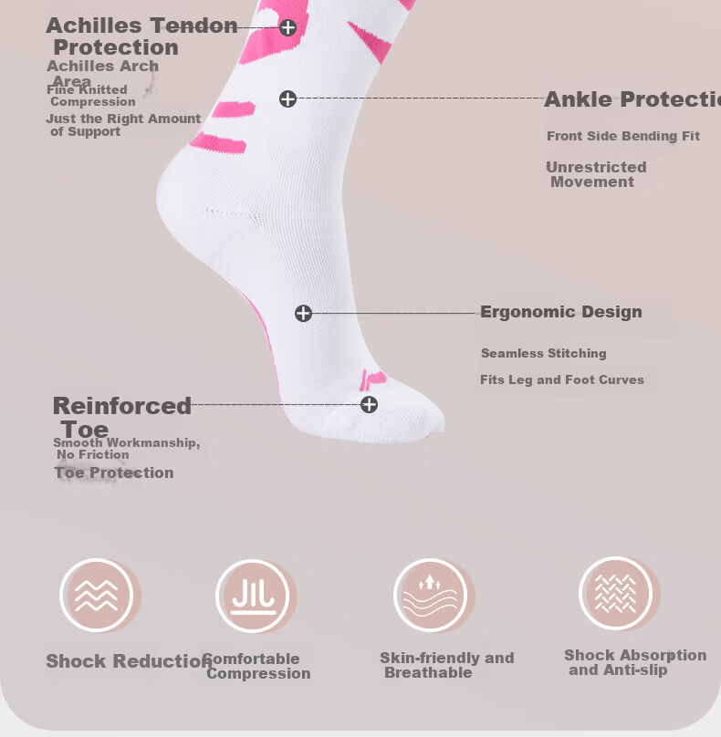 Li-Ning Sports Compression Socks, Calf Socks, Professional Yoga Running Jump Rope Long Fitness Non-Slip Breathable 4