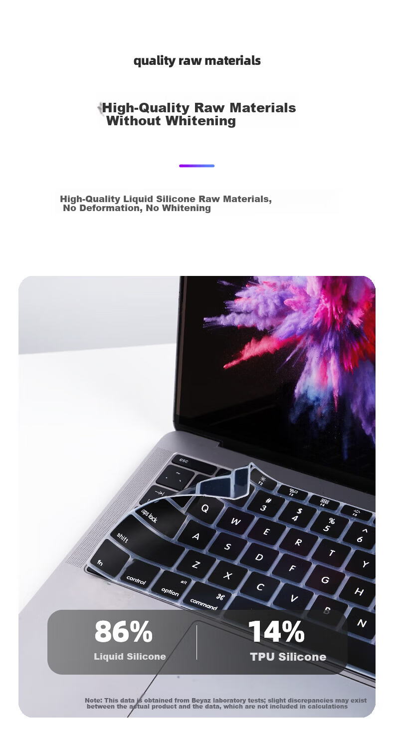 BIAZE Apple MacBook Air 11-inch Laptop Keyboard Cover Black Silicone Invisible Protective Film Waterproof Dustproof (A1370 A1465) B87-Black 9
