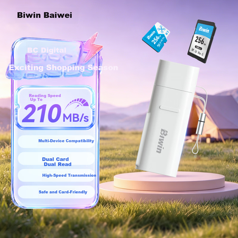 BIWIN RC210 2-in-1 Card Reader SD TF MicroSD Memory Card to USB Adapter