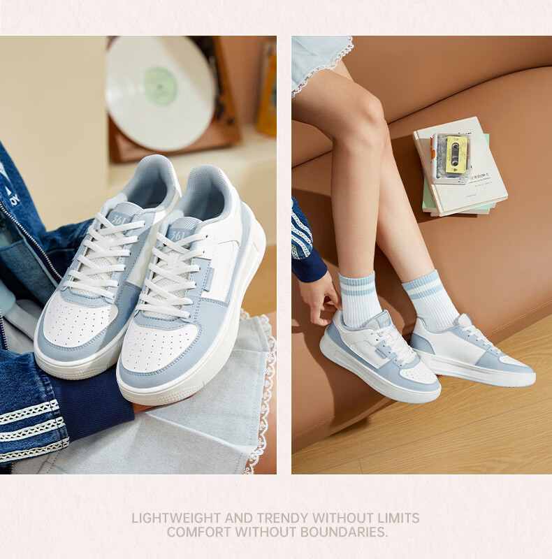 361° Qinghe 2 New Trendy Platform Leather Casual Sneakers Women's White Shoes 682636618-1 20