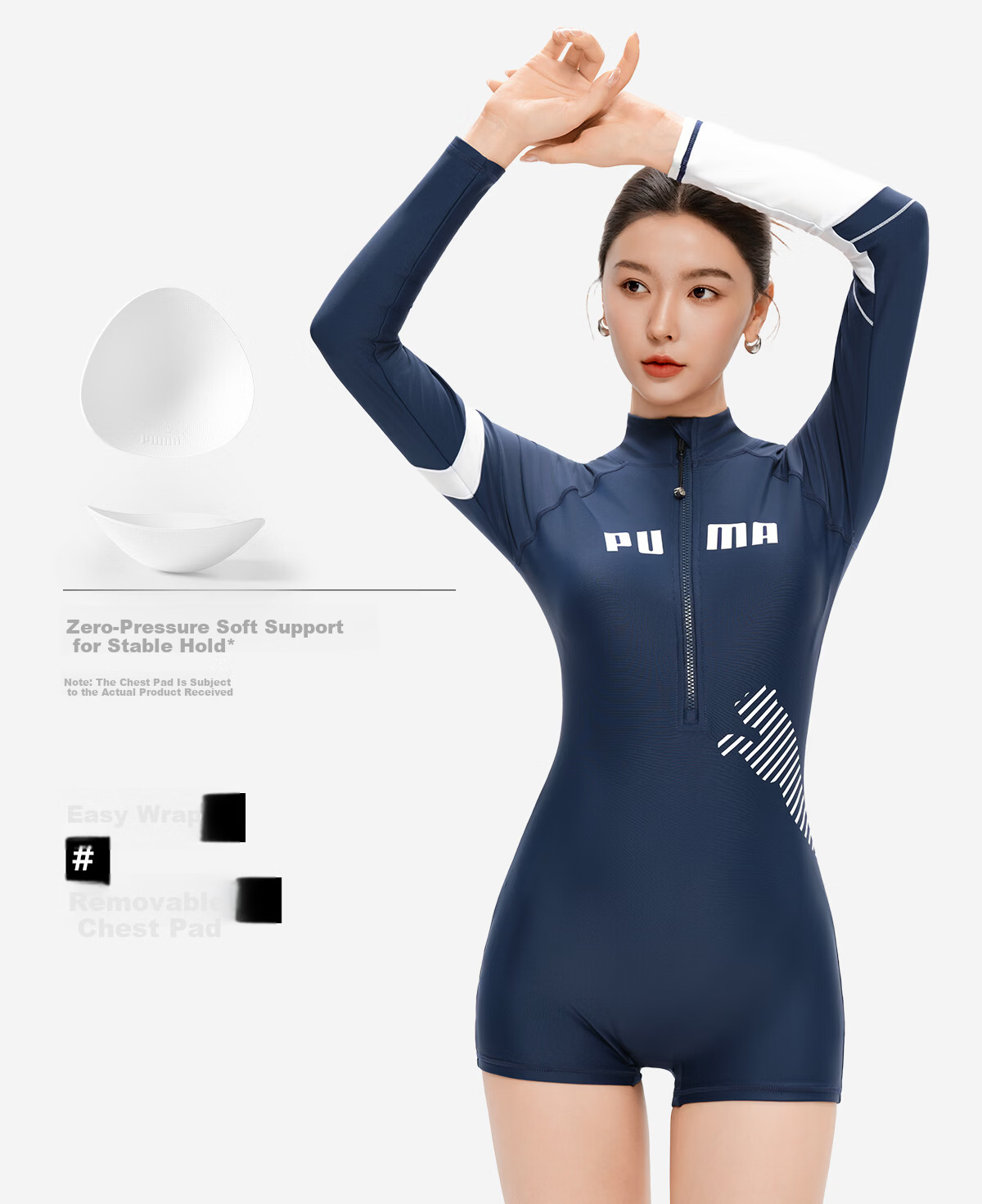 PUMA Women's Long Sleeve One-Piece Swimsuit UV Protection Surfing Swimwear for Swimming Pool Spa Premium Swimwear 9