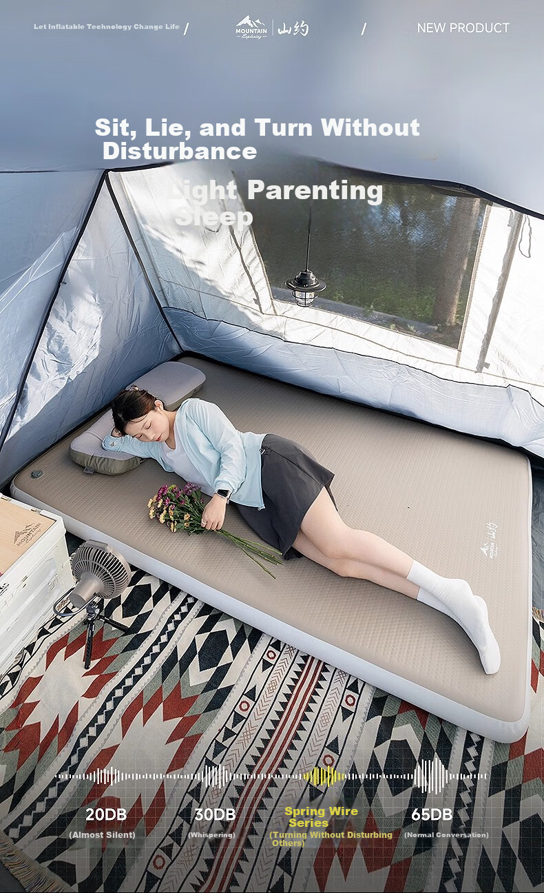 Shanyue Brushed Inflatable Air Mattress Outdoor Camping Tent Moisture-Proof Pad Portable Double Air Bed Home Sleeping Mat 6