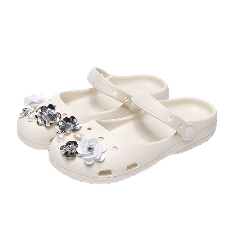 GUOLUOFEI Women's Ballet Clog Summer Non-Slip Outdoor Soft Sole Yoga Mary Jane Beach Sandals White Size 39-40