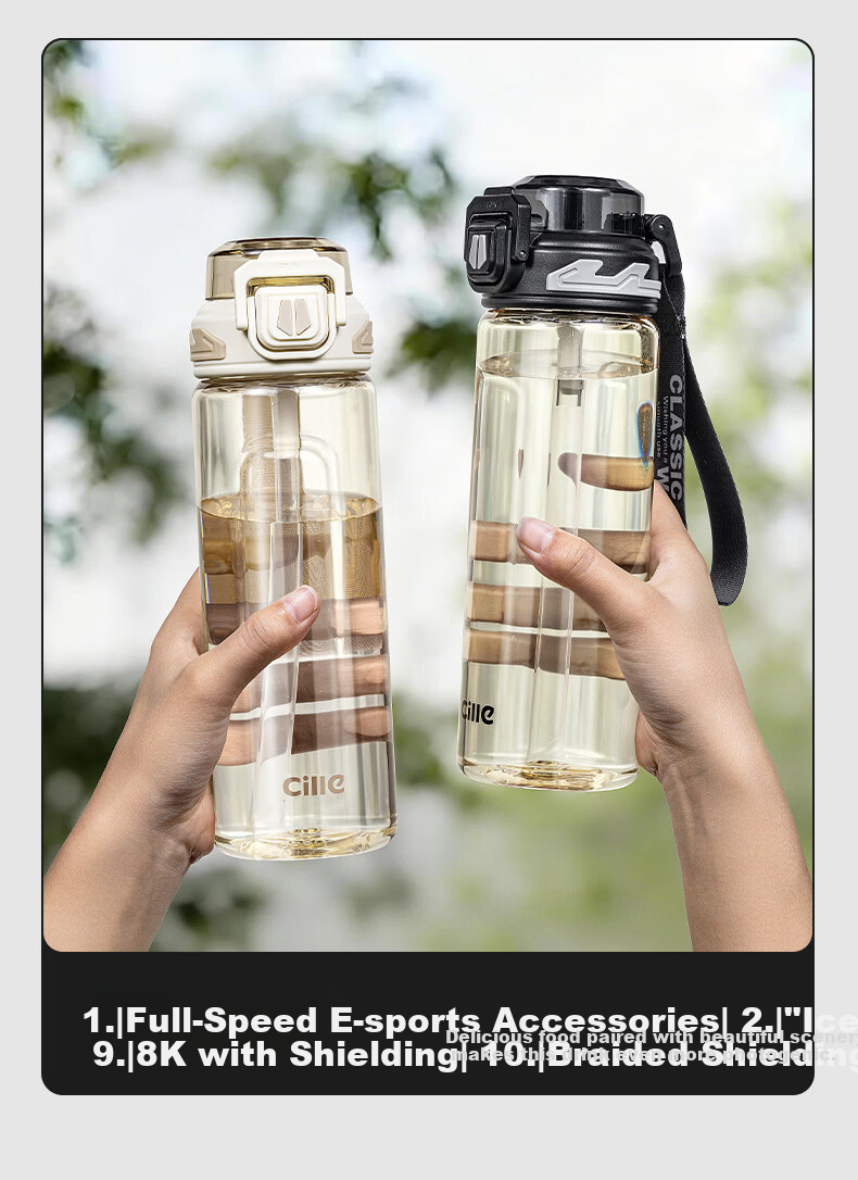 Cille Large Capacity Outdoor Sports Water Bottle for Men PPSU High-Value Heat-Resistant and Drop-Resistant Straw Cup Student Water Bottle 14