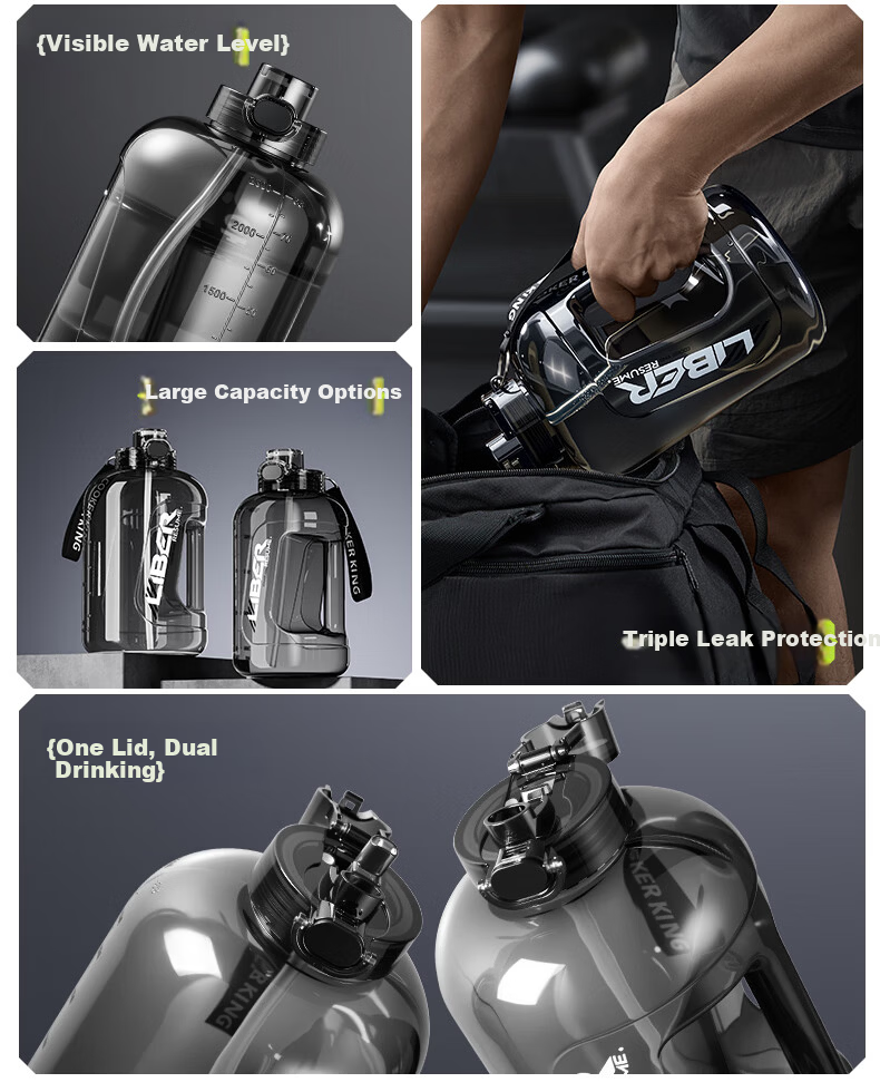 Chuida Huang Sports Fitness Ton-ton Large Capacity Plastic Cup Water Bottle Tritan Graduated Straw Outdoor Sports Water Bottle 3