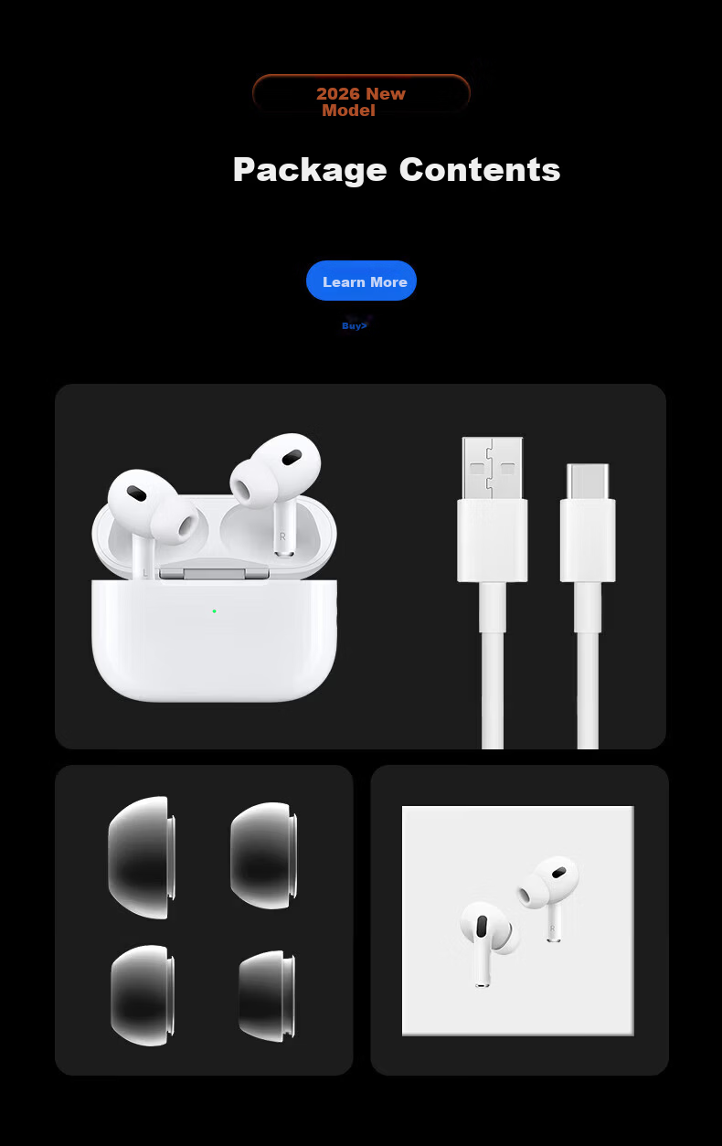 AKONIA Top Edition New Model Noise Cancelling Pro2 Wireless Bluetooth Earphones Compatible with Apple 2026 New In-Ear ANC Active Noise Cancelling Jinbang Huaqiangbei Earphones iPhone 17 7