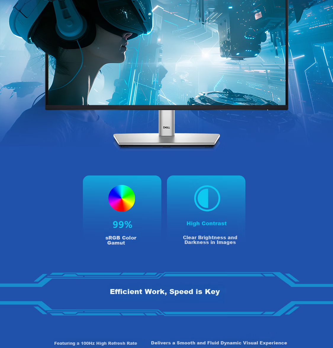 DELL 23.8-inch FHD IPS 100Hz Hardware-level Blue Light Filter Rotatable Adjustable Stand Micro-edge Rich Ports Office Monitor P2425H 5