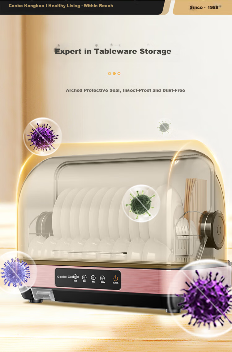 Canbo Small Desktop Household Disinfection Cabinet Sterilizer Upright Kitchen Cabinet for Bowls, Chopsticks, Tableware, Baby Bottles with UV Drying [Government Subsidy] ZTD40-KH1Z 6