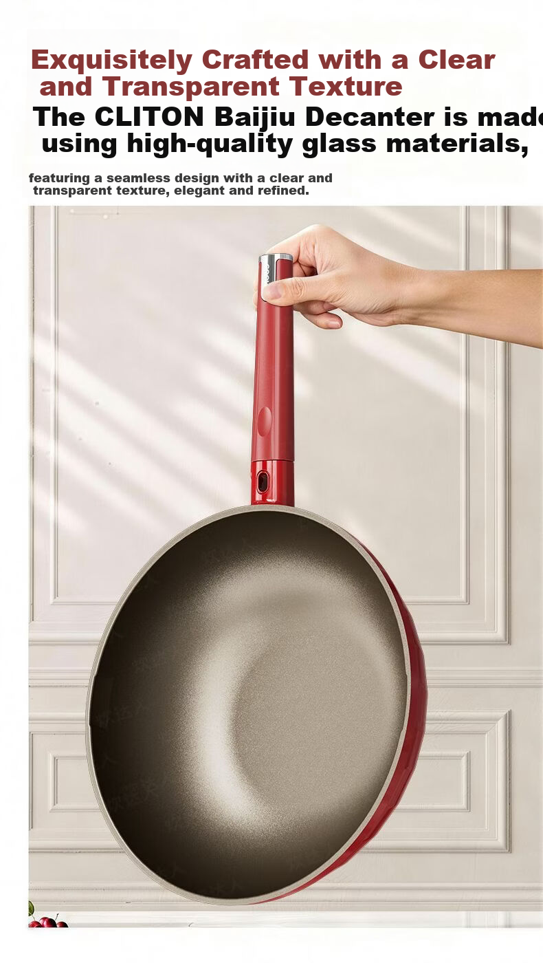 CHUI DA REN Wear-Resistant King Titanium Non-Stick Frying Pan Household Oil-Gathering Flat Bottom Gas and Induction Cooker 0 Fluorine Coating Stir-Fry Pan 13