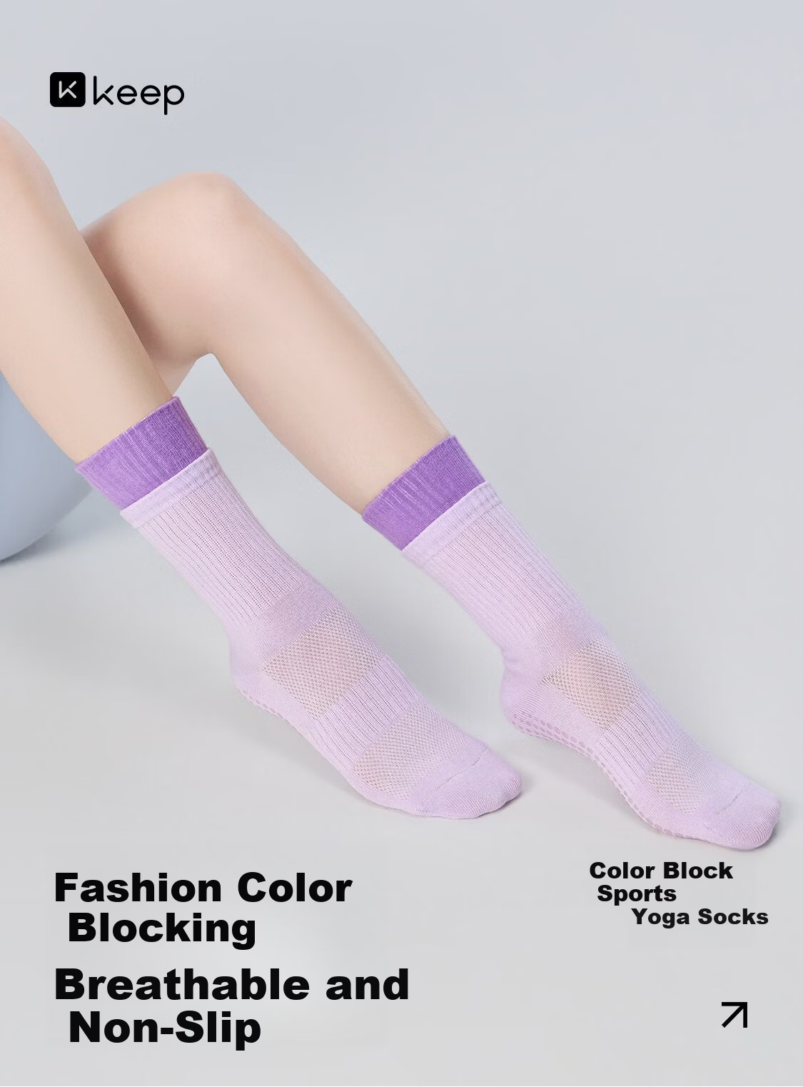 Keep Patchwork Mid-Calf Sports Yoga Socks One Size 35-39 Ice Berry Pink 1
