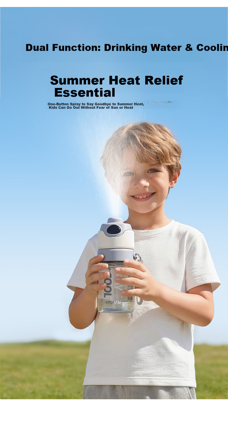 Fuquan Spray Water Bottle Children's Middle School Student School Special Sports Water Bottle Summer with Scale Straw Spray Cup 6