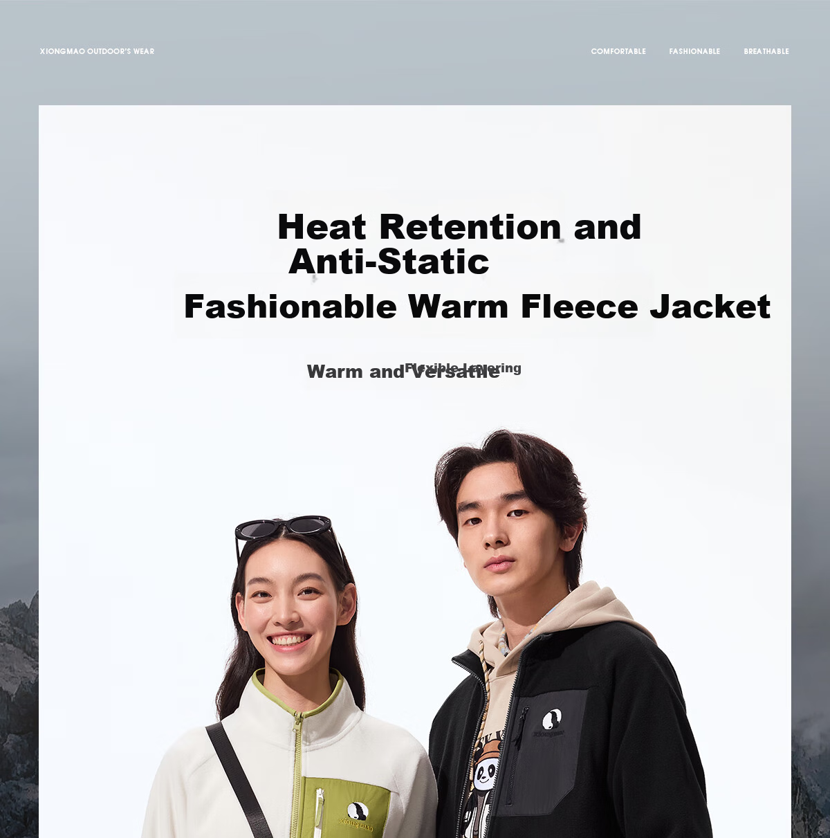 Panda Camel Series Outdoor Fleece Jacket Men and Women Autumn Winter Mountaineering Polar Fleece Coat Inner Liner 1220, M 1