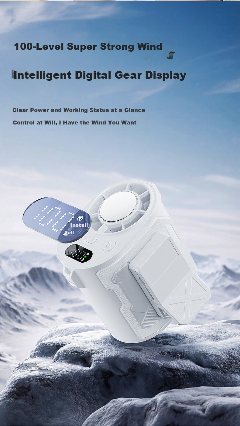AUX Portable Waist Hanging Fan Personal Cooling Device Small Fan Outdoor Worksite High Power Long Battery Life Rechargeable Clip-On Waist Neck Hanging Air Conditioner Fan 12