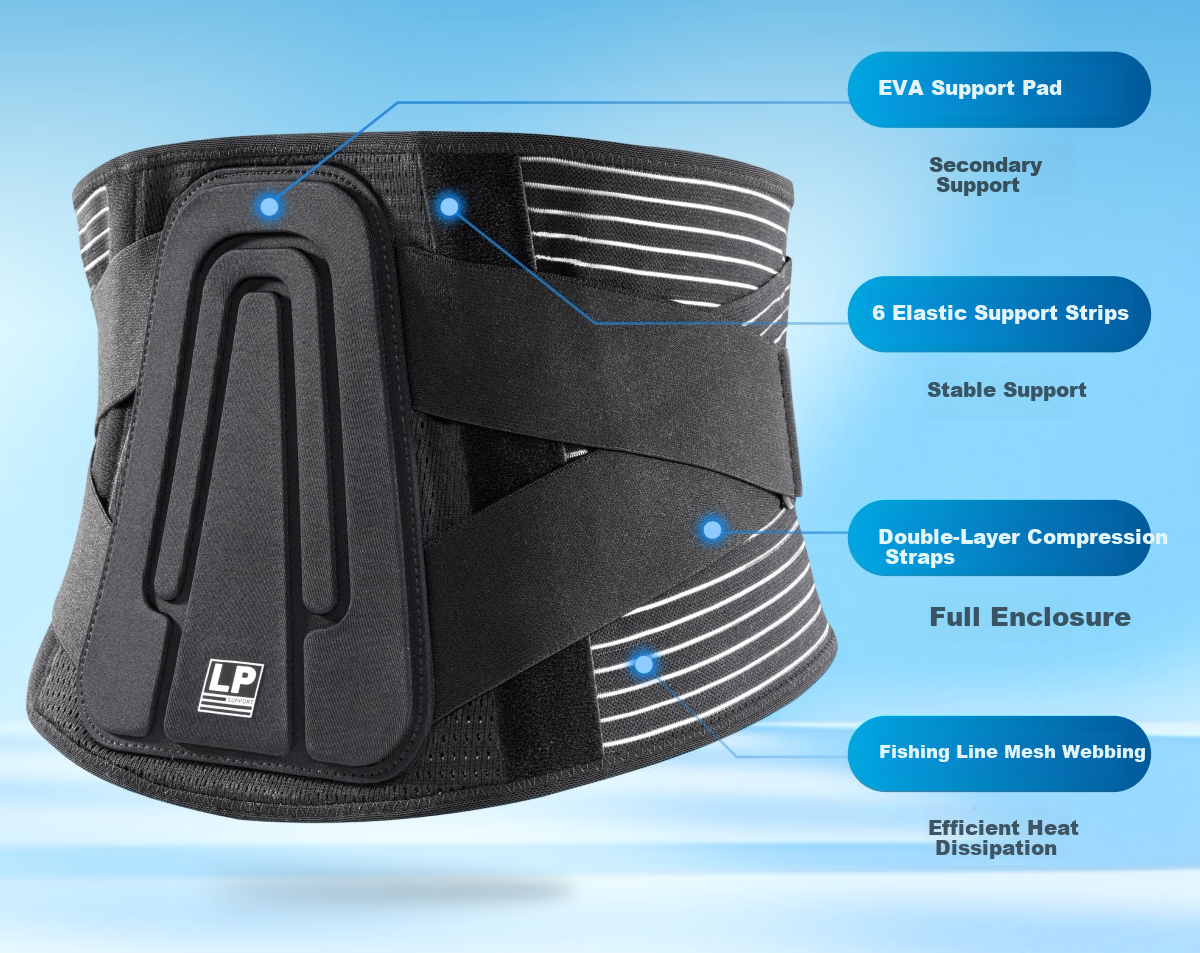 LP 1517CK Men's Waist Support Belt Fitness Training Professional Basketball Waist Trainer Running Squat Abdominal Belt Black L/XL 10