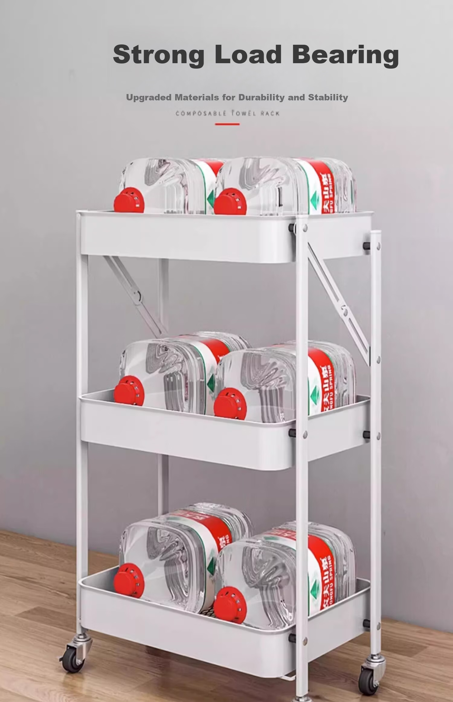 Jiaodu Folding Small Cart Multi-Layer Kitchen Storage Rack Multifunctional Floor Trolley Fruit and Vegetable Basket Organizer 4